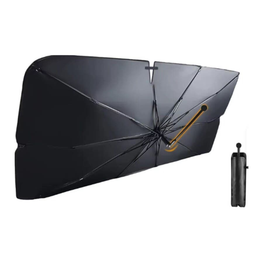 Pare-soleil parapluie Sunbrella déployé avec son étui